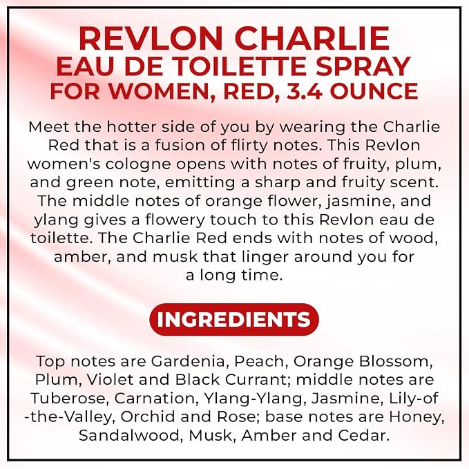 Revlon Charlie Eau De Toilette Spray for Women, Red, 3.4 Ounce