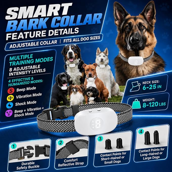 Dog Bark Collar;White