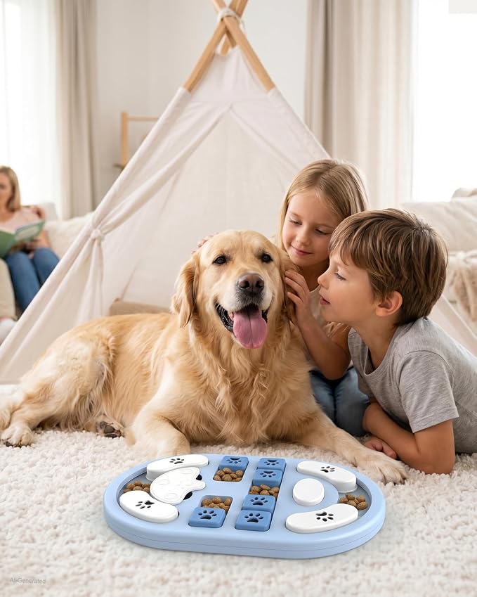 Dog Puzzle Toy, Interactive Enrichment Treat Food Puzzles, Gray | Mental & Brain Stimulation, Slow Feeder, For Smart Puppy Small Medium Large Dogs Cats