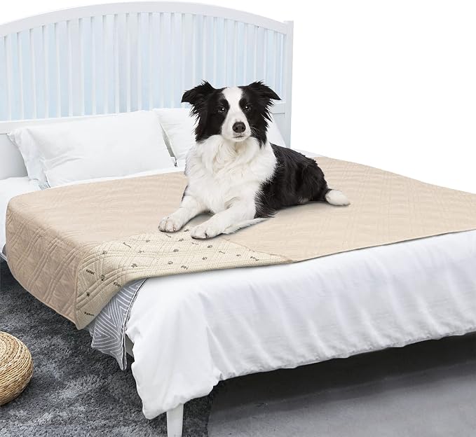 PetAmi Waterproof Couch Cover for Dog Nonslip Bed Sofa Blanket, 68x82 Beige | Leakproof Furniture Protector for Pet Cat, Machine Washable Pee Proof Mat for Chair Car Seat, Durable & Anti Slip Backing