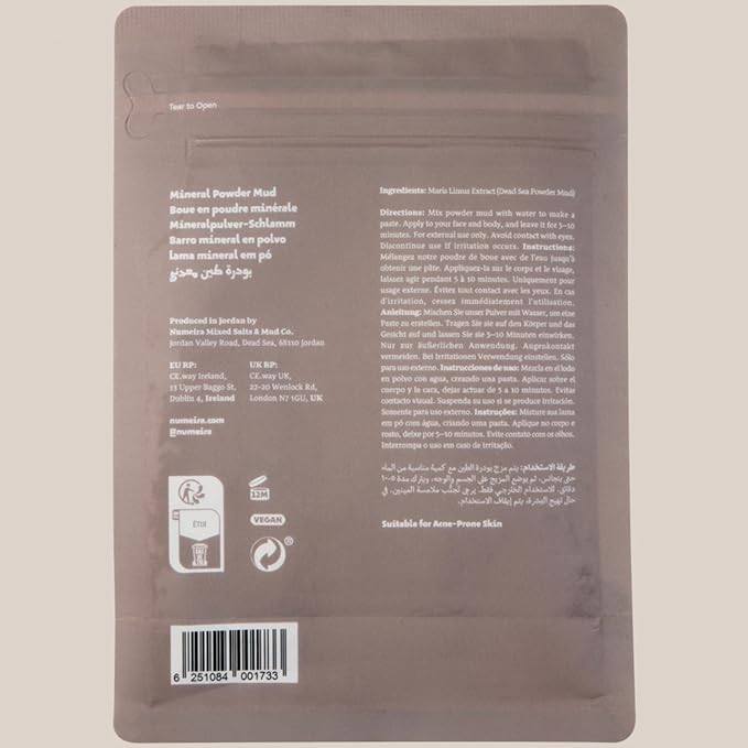 Dead Sea Mud Powder 100% Pure Cosmetic Clay Powder Rich in Minerals - Gentle Face Exfoliator Powder for Deep Cleansing, Body Scrub, or Clay Mud Mask - Pore Cleansing & Skin Detox - 250g