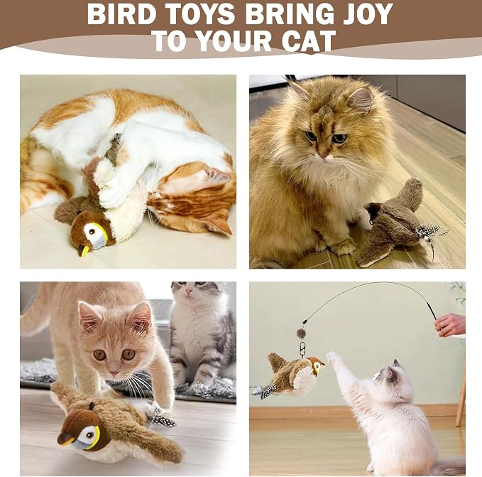 Tocirelo Cat Toy Flapping Bird (No Flying), Simulate Chirping Flappy Bird