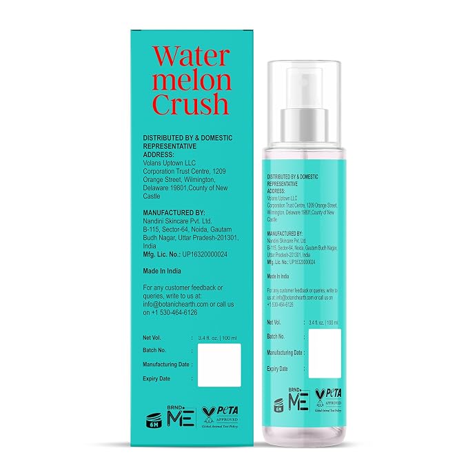 Botanic Hearth Watermelon Hair Perfume & Body Mist, Long-Lasting Hair Deodorizer & Body Scent for Women & Men, Alcohol-Free Clean Fragrance Hair Spray For Everyday Wear, All Day Freshness, 3.4 Fl Oz