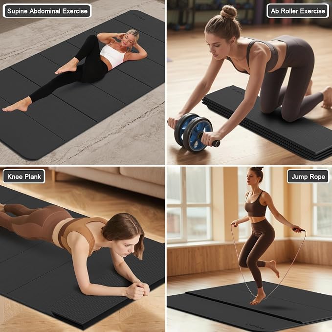 PAIDU Foldable Yoga Mat thick- 2/5" (10MM) TPE Non-Slip Design, Quick Fold,Easy Storage, 75x40 Extra Long/Wide for Indoor Yoga, Pilates and Outdoor Travel Workouts