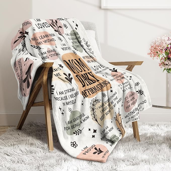 BaubleDazz New Mom Gifts Blanket, Mom Daily Affirmations(80" x 60") | Postpartum Pregnancy Gifts for First Time Moms, Mommy to Be, Mama, New Mom Essentials, Birthday Gifts for Mom