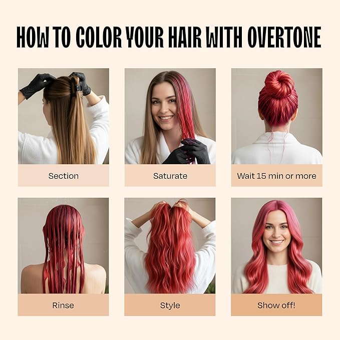 Overtone Semi Permanent Hair Color Conditioner, Golden Rose, 8 oz, Nourishing, Damage-Free, Color Depositing Mask for All Hair Types with Shea Butter & Coconut Oil, Vegan & Cruelty-Free
