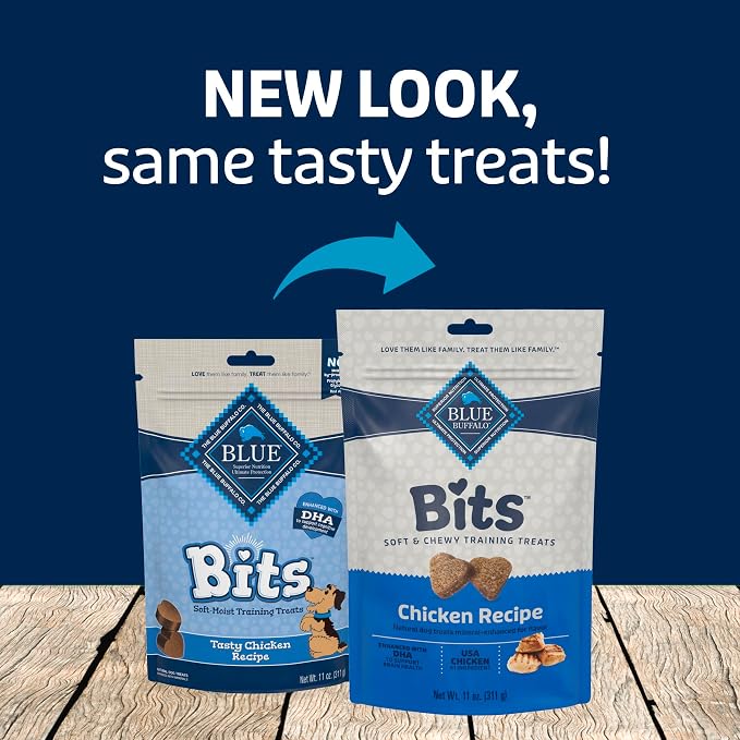 Blue Buffalo Bits Chicken Training Treats, 11 oz | Real Chicken First, DHA for Cognitive Development, No Chicken By-Product Meals, Free from Red Dye 40