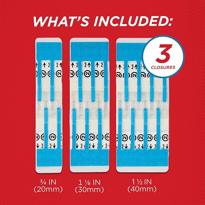 Clozex Emergency Laceration Closures - Repair Wounds Without Stitches, FSA HSA Eligible Skin Closure Device for 3 Individual Wounds Or Combine for Total Length of 3 3/8 Inches