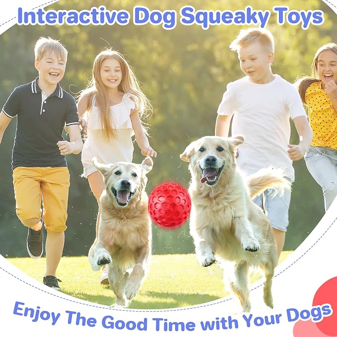 DISSKNIC Indestructible Squeaky Dog Balls for Aggressive Chewers, Interactive Dog Toys for Aggressive Chewers for Relieving Anxiety, Dog Chew Toy Balls for Small Medium Large Dogs, Outdoor Dog Toys