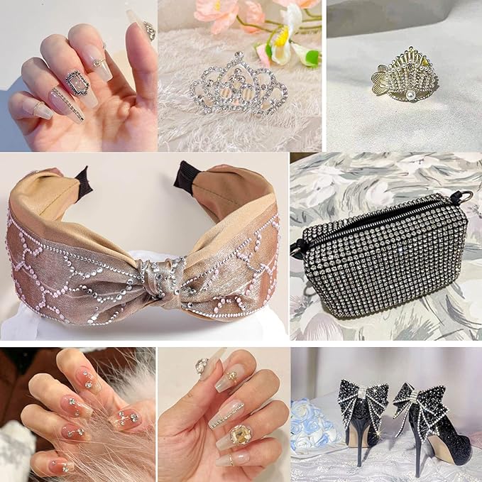 Beadsland 8300PCS Flatback Rhinestones, Clear Rhinestone Nail Gems Round Crystal Rhinestones for Crafts, Mixed 10 Sizes with Wax Pencil and Tweezer Kit, SS3-SS30, Crystal