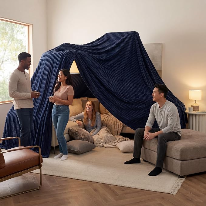 Bedsure Soft Large Fleece Blanket for Bed Navy Blue 120"x120" | Birthday Gifts for Women Mom Her, Warm Lightweight Cozy Fluffy Throw Blanket Sofa, Dorm Room Home Decor, Machine Washable