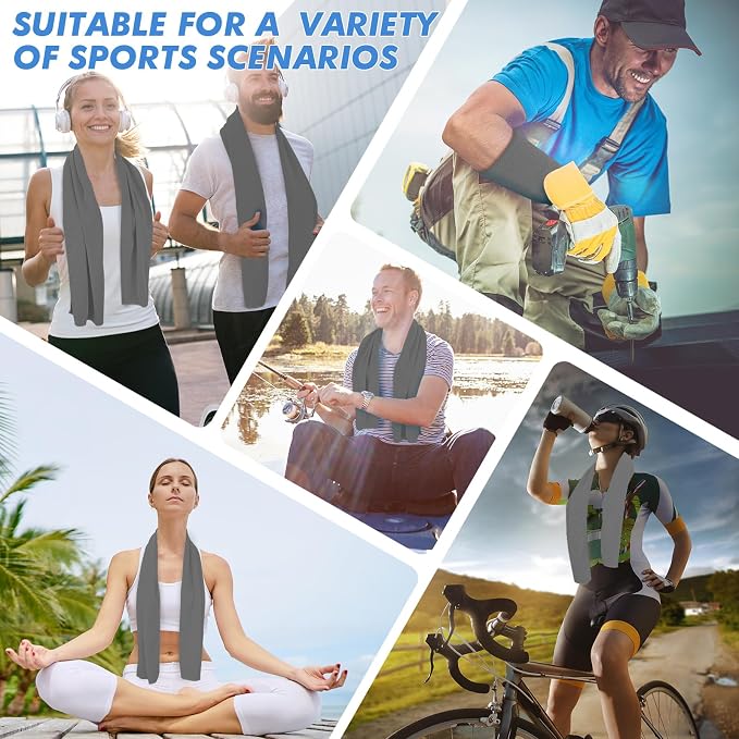 CSITE 8 Pack Cooling Towels (47"x12") for Neck and Face, Ice Towel for Hot Weather, Soft Breathable Chilly Gym Towels, Microfiber Towel for Work Out, Yoga, Running, Camping & More Activities