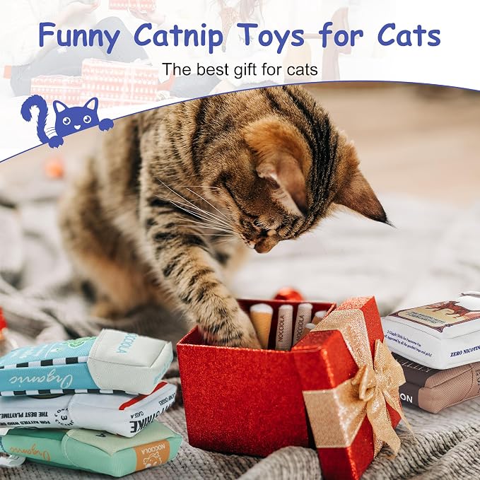 Nocciola 3 Pack Catnip Toys for Cats, Funny Cat Toys Filled with 100% Pure Organic Catnip, Safe Kitten Teething Chew and Kicker Toys, Stress Relieving Fun for Indoor Cats