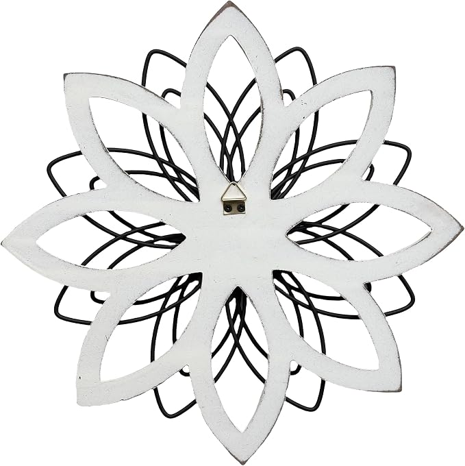 Remenna Metal Flowers Wall Decor, Metal Rustic Wall Art Decoration Farmhouse Wall Decorations Multiple Floral Hanging Decor for Bathroom Living Room Home Office Garden Kitchen (white & blue)