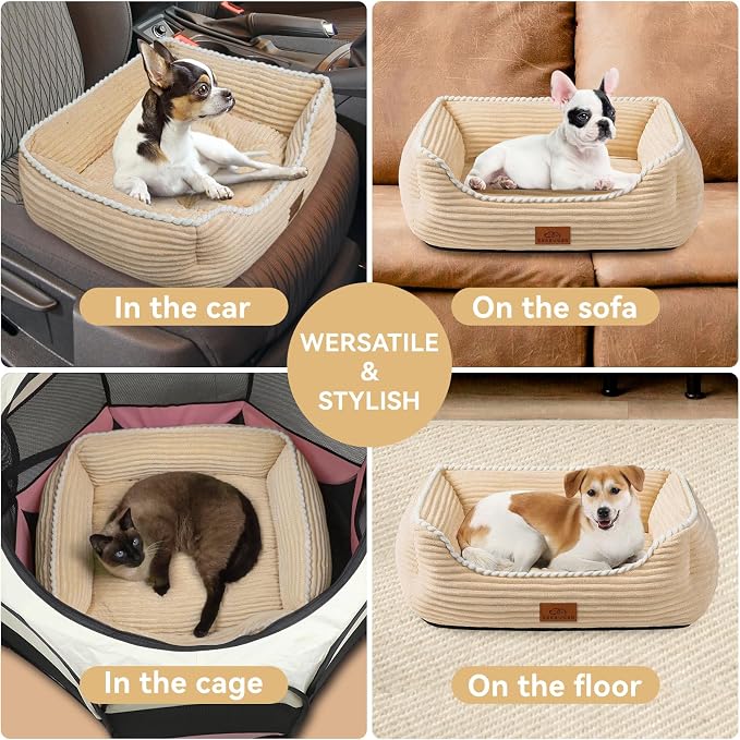 Zerbuger 20in Coffee Rectangle Cat Dog Bed Machine Washable Sleeping Sofa | for Large Medium Small Pets Indoor Outdoor, Non-Slip Bottom Soft Puppy Bed Durable Orthopedic Calming Pet Cuddler