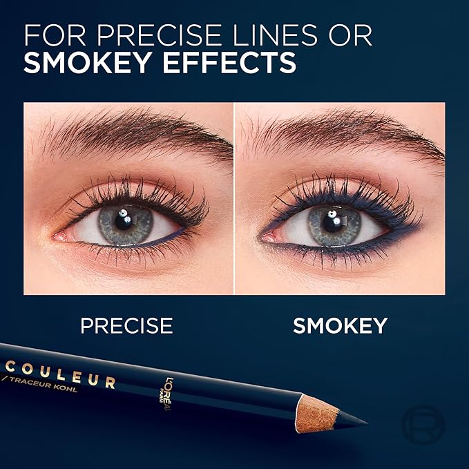 L'Oreal Paris Haute Couleur Kohl Eyeliner Pencil, Intense Eye Liner Color with Smooth Gel-Like Formula, Up To 12HR Eye Makeup Wear, 130 Blue Suede