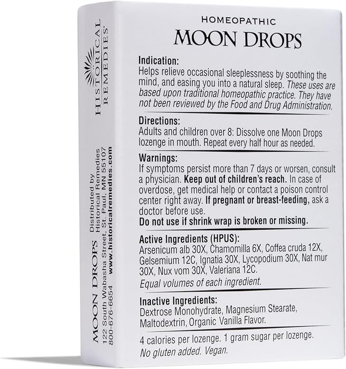 Moon Drops Sleep Aid Lozenges (3 Pack) | Homeopathic Vanilla Flavor Supplement, Non-Habit Forming Vegan Gluten-Free Sleep Support Including Coffea Cruda 12X