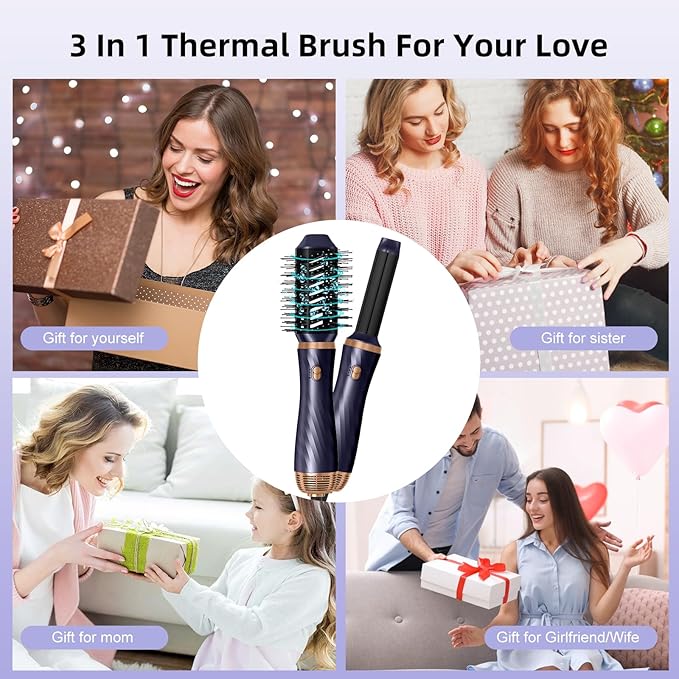 6 in 1 Hair Dryer Brush Set, Negative Ion Blow Dryer Brush Upgrade Hot Air Brush Air Styler Curling Wrap Air Curler, Curling Iron Hair Styling Tools As A Gift for Straight/Curl/Drying/Smoothing