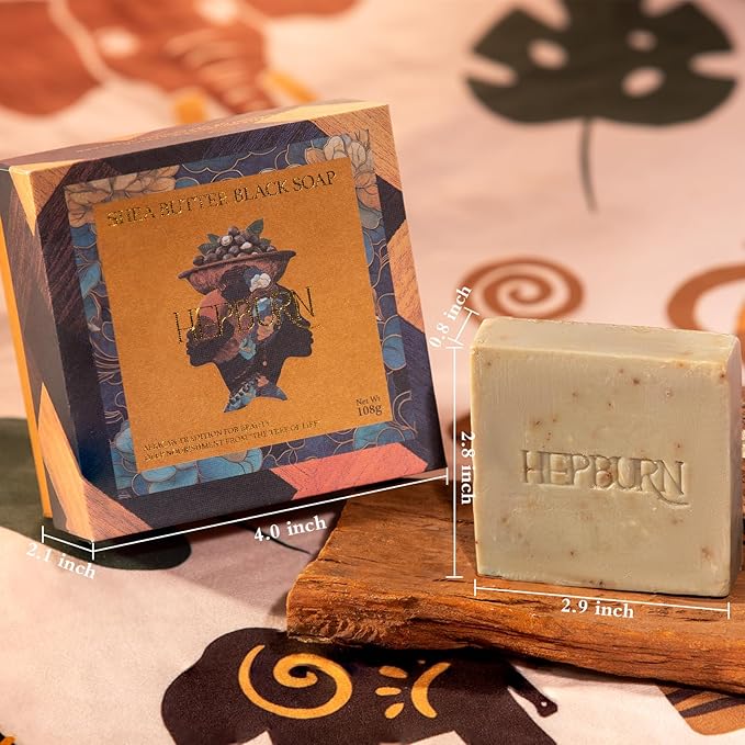 HEPBURN Shea Butter Soap Raw African Shea Butter 108g Unrefined – 100% Pure Organic for Face, Body & Feminine Wash – Deep Moisturizing & Skin Repair – Rich in Vitamins A, E & F