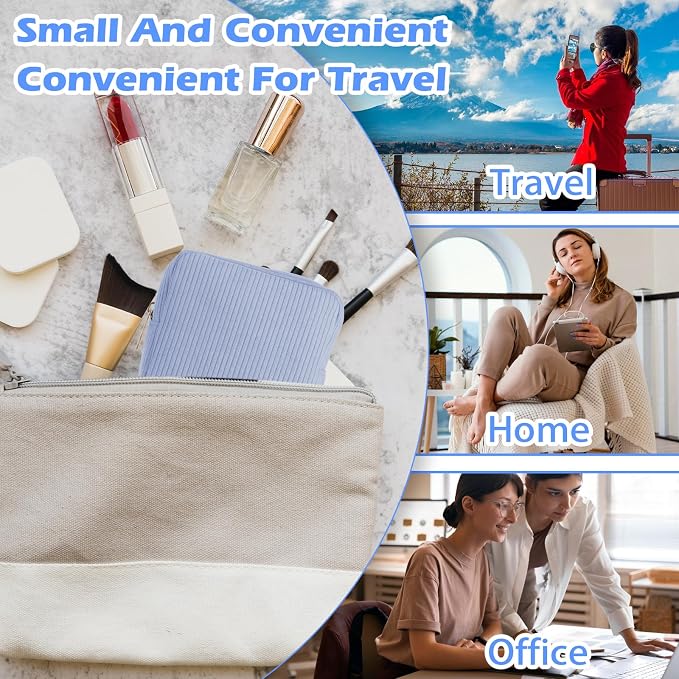 Period Bag for Teen Girls (Blue) | Corduroy Sanitary Napkin Storage Bags Portable Sanitary Pad Storage Bag with Slip-in Pockets