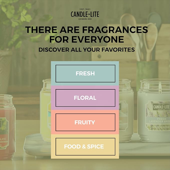 Candle-lite Fall Scented Candles, Apple Cinnamon Crisp, 18 oz Jar, Proudly Poured in The USA, Aromatherapy Candle, Single-Wick with 110 Hours of Burn Time, Perfect for Creating an Inviting Ambiance