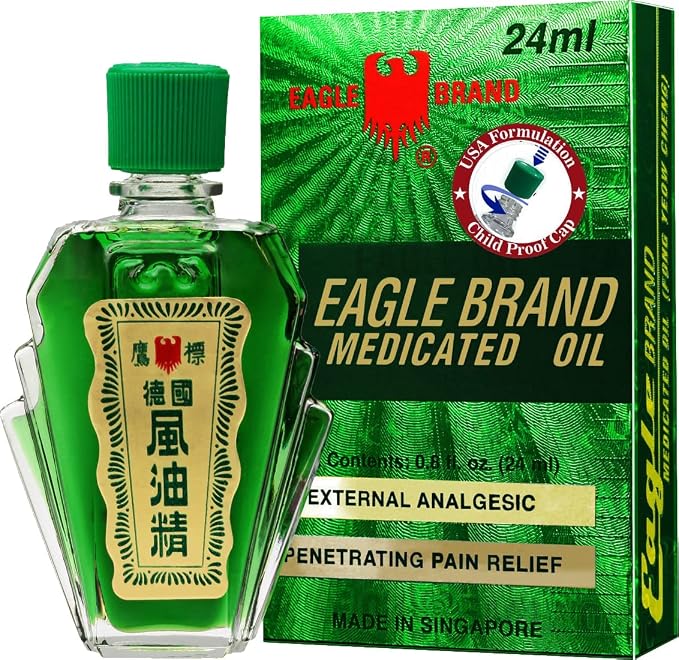 1 Pack - Green Twin Eagle Essentail Medicated Oil - Hai Chai Dau Con O Xanh - 24mL per Bottle - Made in Singapore
