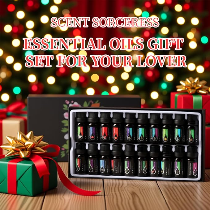 Essential Oils Set, 20 x 10ML Essential Oil Gift for Massage & Diffuser | Refreshing, Sleep, Cars & Home Products, Eucalyptus, Lavender, Peppermint, Tea Tree More Aromatherapy Oil