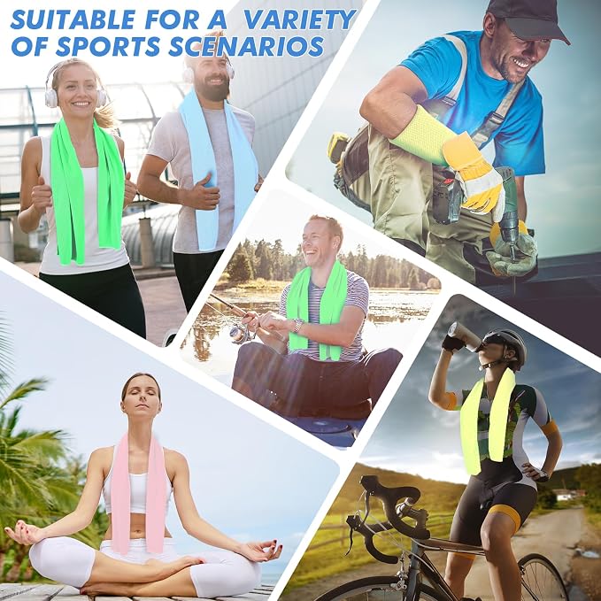 CSITE 4 Pack Cooling Towels (47"x12") for Neck and Face, Ice Towel for Hot Weather, Soft Breathable Chilly Gym Towels, Microfiber Towel for Work Out, Yoga, Running, Camping & More Activities