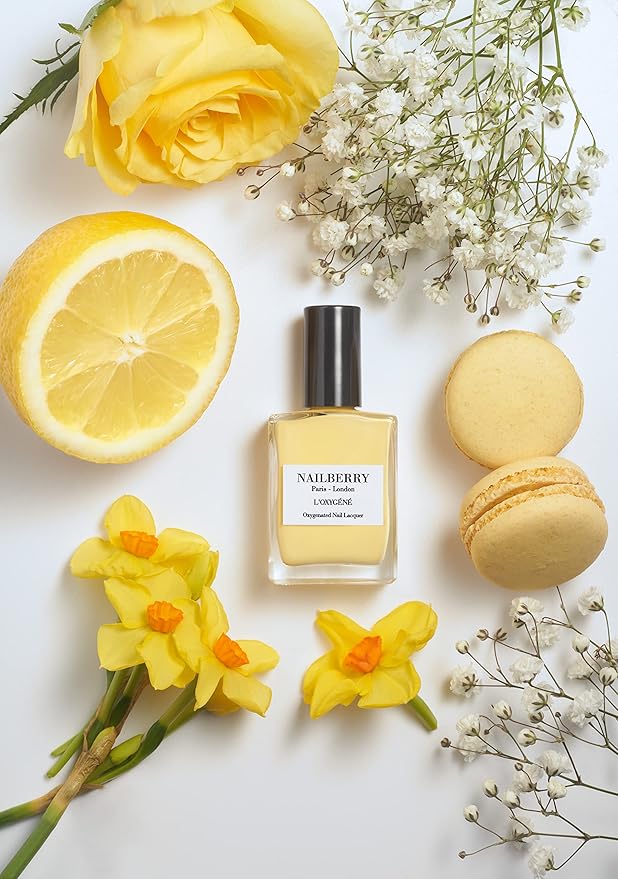 Nailberry L'Oxygéné Oxygenated Nail Lacquer | Simply The Zest | Creamy Yellow Lemon Opaque Nail Polish | UV Protected & Long-Wear | 12-Free | Vegan | Certified Halal | Cruelty & Gluten Free | 15 ml