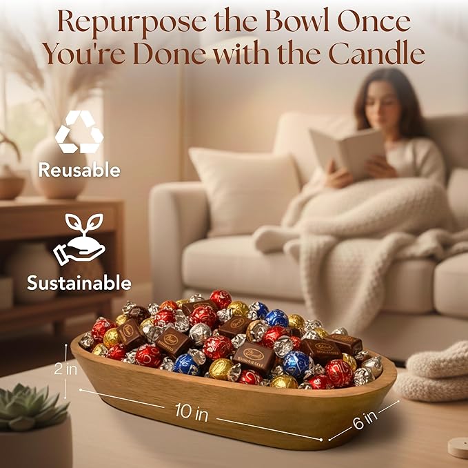 Dough Bowl Candle Co. Rose Candle - 10x6 Large 3 Wick Natural Scented Soy Candles for Women, Valentines Day Decor Gifts for Home, White Decorative Natural Aromatherapy, 30 Hour Burn Time