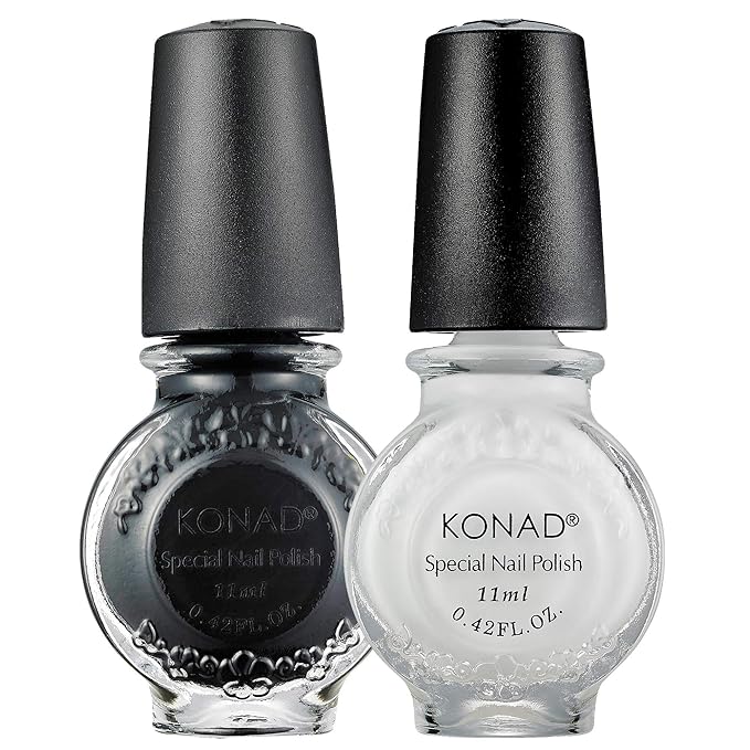 K0nad Nail Art Stamping Polish 11ml - Set of 2 (Black & White Set)