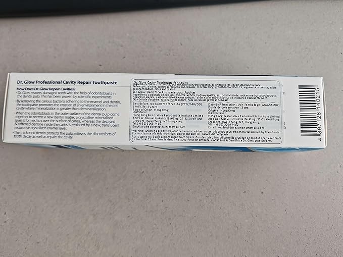 Dr. Glow Adult Cavity Repair Toothpaste, Cavity Reversing Hydroxyapatite Toothpaste, Cavity Filler for Tooth Remineralization, Tooth Decay Treatment Repair, Enamel Repair Cavity Remover, Fluoride Free