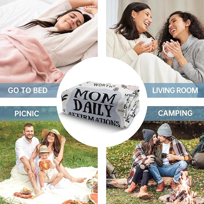 BaubleDazz New Mom Gifts Blanket, Mom Daily Affirmations(50" x 60") | Postpartum Pregnancy Gifts for First Time Moms, Mommy to Be, Mama, New Mom Essentials, Birthday Gifts for Mom