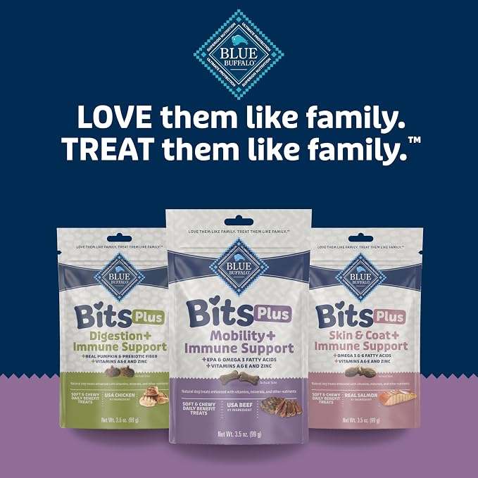 Blue Buffalo Bits Plus Beef Dog Treats, 3.5 oz | Mobility Support, EPA & Omega 3 Fatty Acids, Vitamin A, E & Zinc for Immune Support