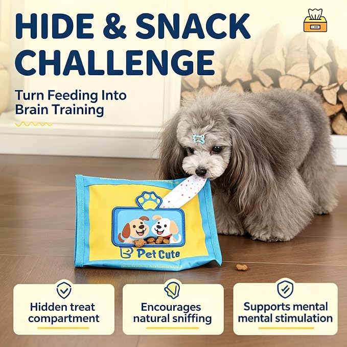 Wet Treats Feeder Sniffing Training Toy for Dog with Noise Maker and Reward Pouches Enhancing Cognitive Skill Wet Wipe Dog Snuffle Toy