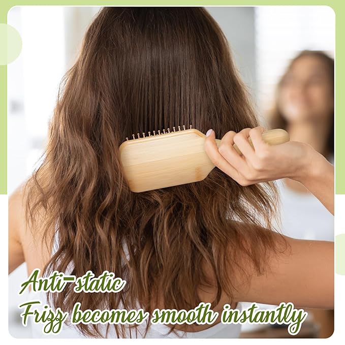 Tessco for you 12 Pcs Bamboo Hair Brushes Bulk Wooden Paddle Brush Scalp Massage Bristle Anti Static Engraving DIY Gifts for Women, Party, Wedding(9.65'' X 3.35'',Macaron)