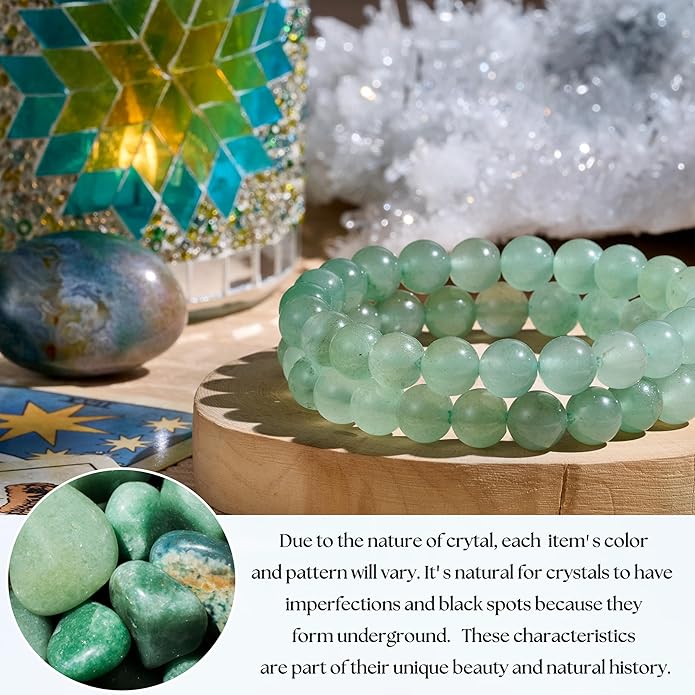 Bivei Natural Gemstone Semi Precious Healing Crystals Handmade Stretchy Round Beads Bracelet,Stocking Stuffers for Women Enhance Positive Energy
