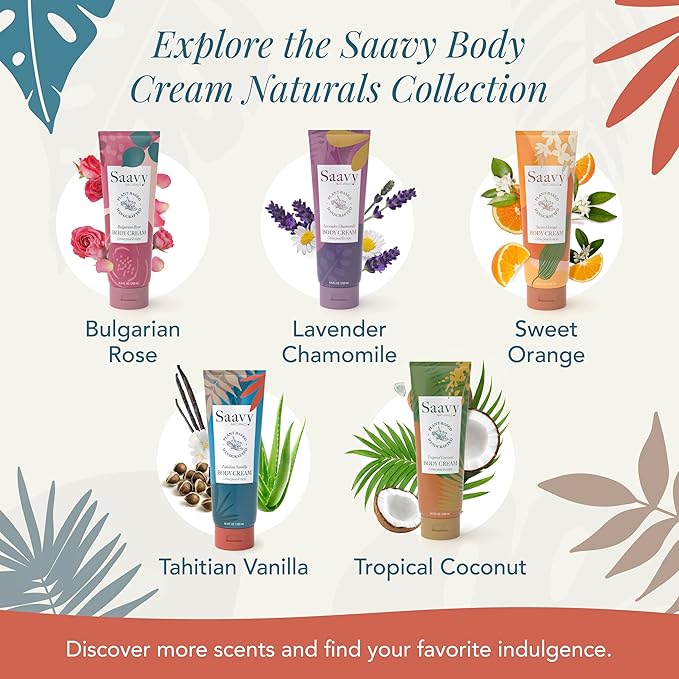 Saavy Naturals Deeply Hydrating Body Cream for Dry Skin – Nourishing Shea Butter, Plant-Based & Sustainably Sourced – Tahitian Vanilla – 8.5 fl oz, 2 pack