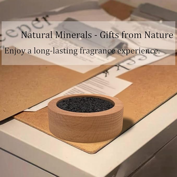 Passive Diffuser Lava Rock Natural Set Essential Oil Aromatherapy Stone for Home, Office, Car & Gifts - Compact Wood Bas