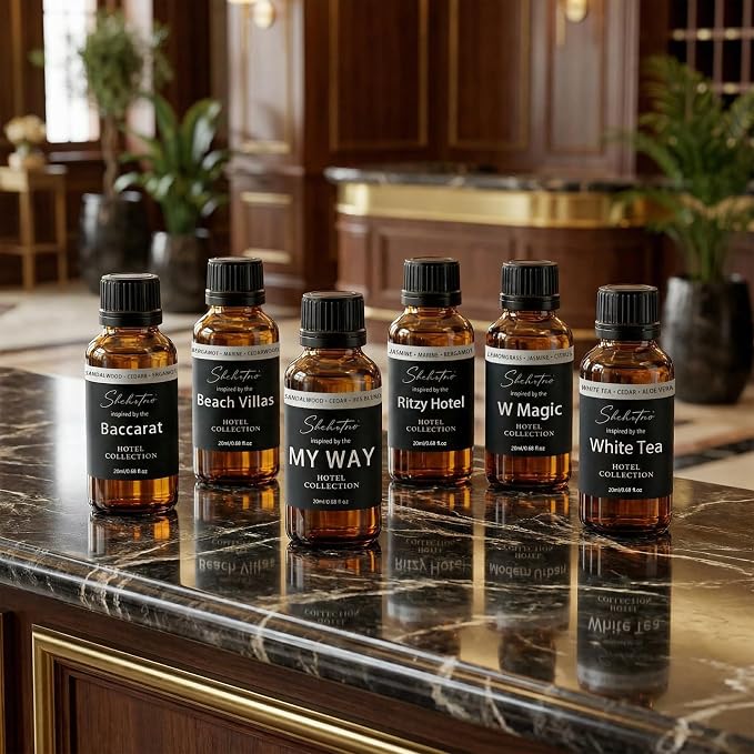 Hotel Diffuser Oil Gift Set–Luxury Hotel Inspired Fragrance Oils for Diffusers, Premium Aromatherapy Home Fragrance, Long Lasting Scent for Bedroom, Spa & Office (4.0 Fl Oz (6 x 0.68 Fl Oz))