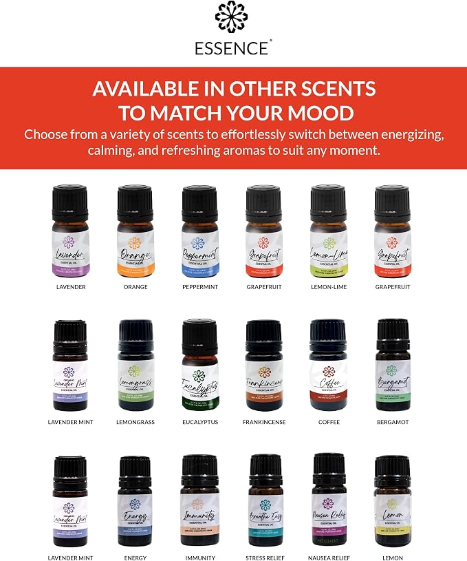 Essence Pearl Travel Case | Grapefruit Essential Oil | Aromatherapy Nasal Diffuser & Essential Oil Carrying Case | Uplifting Citrus Scent | Travel-Friendly Kit | Black Pod
