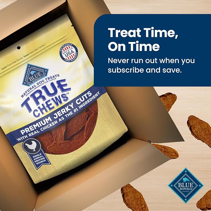 Blue Buffalo True Chews Premium Jerky Cuts Chicken Dog Treats, 22 oz | Real Chicken First, Tender & Tasty, Made in the USA, No Artificial Preservatives