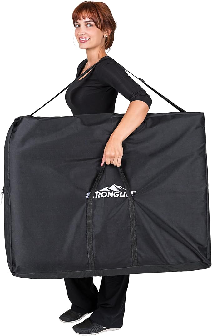 STRONGLITE Portable Massage Table Package Olympia - All-In-One Treatment Table w/ Adjustable Face Cradle, Pillow, Half Round Bolster & Carrying Case, Black