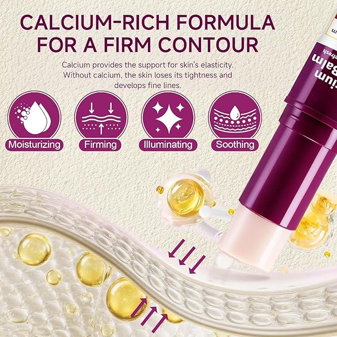 Calcium Volume Multi Balm Stick with Collagen & Natural Oils, Calcium Enriched Anti-Aging Cream to Firm Skin, Improve Elasticity & Hydration, Multi-Purpose Balm for Face, Eyes & Neck (9g)