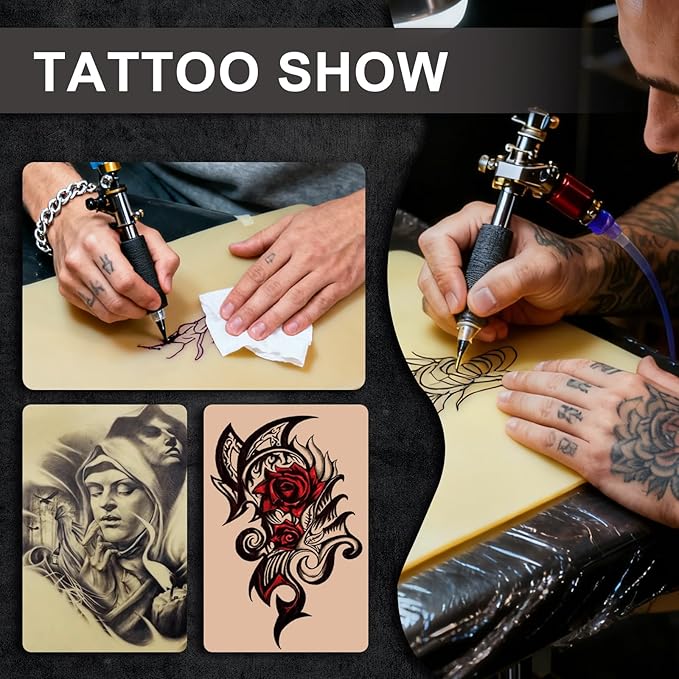 Tattoo Practice Skins Mixed 6Pcs - Autdor 2.5mm & 3mm Realistic Fake Skin Sheets Includes 3x 12*8in and 3x 8*6in for Reusable Double Sided Large Tattoo Skin for Beginners Pro Artists Tattoos Training