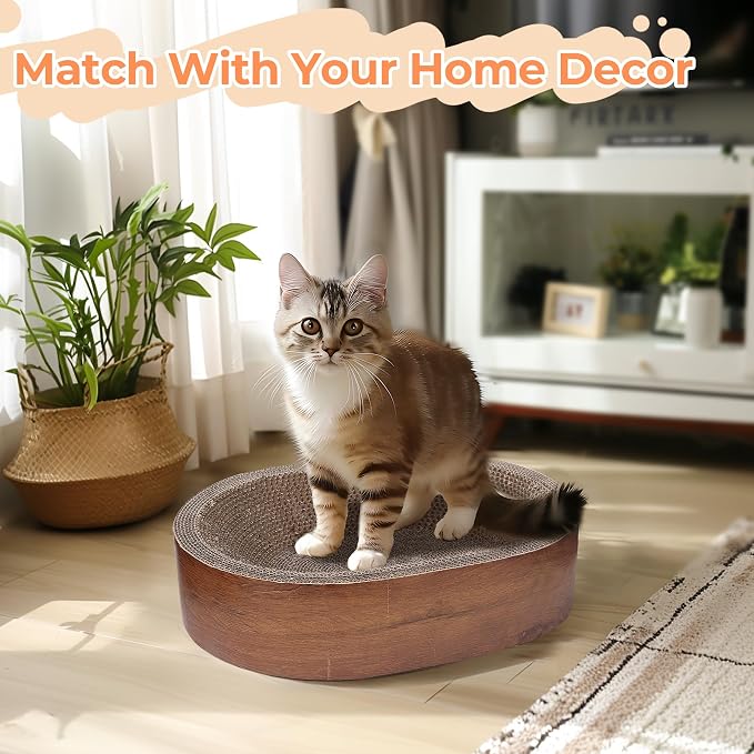 ComSaf Cat Scratcher Bed, Oval Cardboard Scratch Pad Bowl for Indoor Cats | Cat Scratching Board, Corrugated Cardboard Surface, Deep Nest Lounger, Furniture Protection, Resting Spot, Claw Care