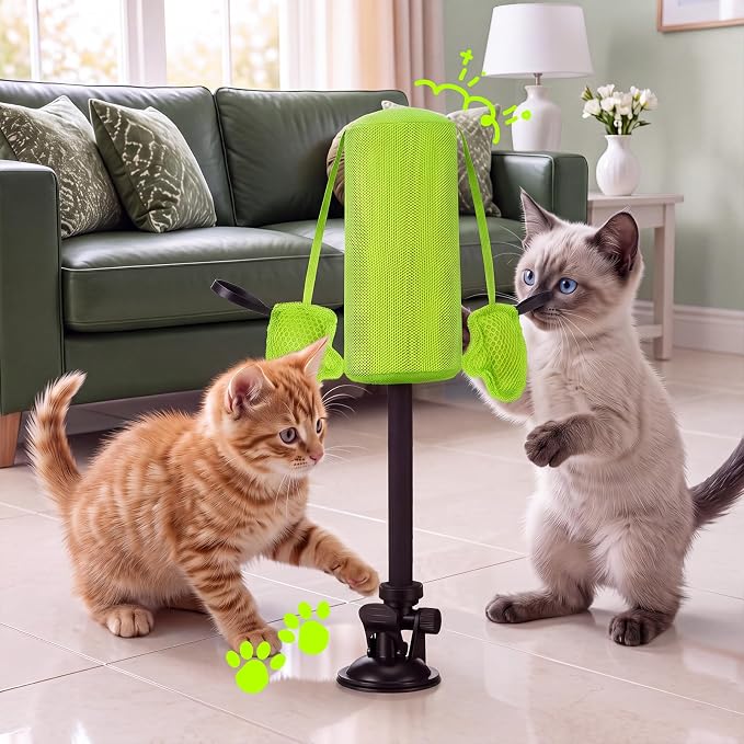 1 Pcs Cat Punch Bag Toy Suction Cup Base Catnip,Neon Green