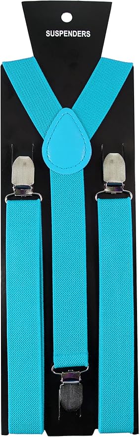JEMYGINS Solid Color Mens Suspender with 3 Strong Clips Adjustable Braces
