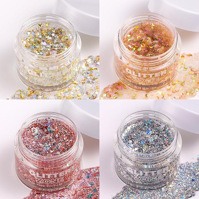 BestLand Holographic Body Glitter Gel - Cosmetic-Grade, Halloween Glitter for Face, Body, and Hair, Safe and Easy to Use, Perfect for Festivals Parties, Vegan & Cruelty Free (03 Mystic Purple)