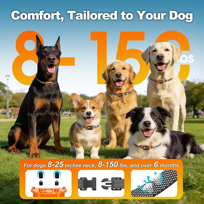 Bark Collar AI Dual-Detection, Instant Quiet Anti Bark Device 4 Training Modes, 30-Day Battery, One-Click Peace, 9 Sensitivity Automatic Dog Bark Collar for Large Medium Small Dogs, Orange